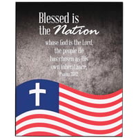 Image 2 of Blessed Is the Nation TD Wall Plaque Flag Elegant Religious Decorative Item