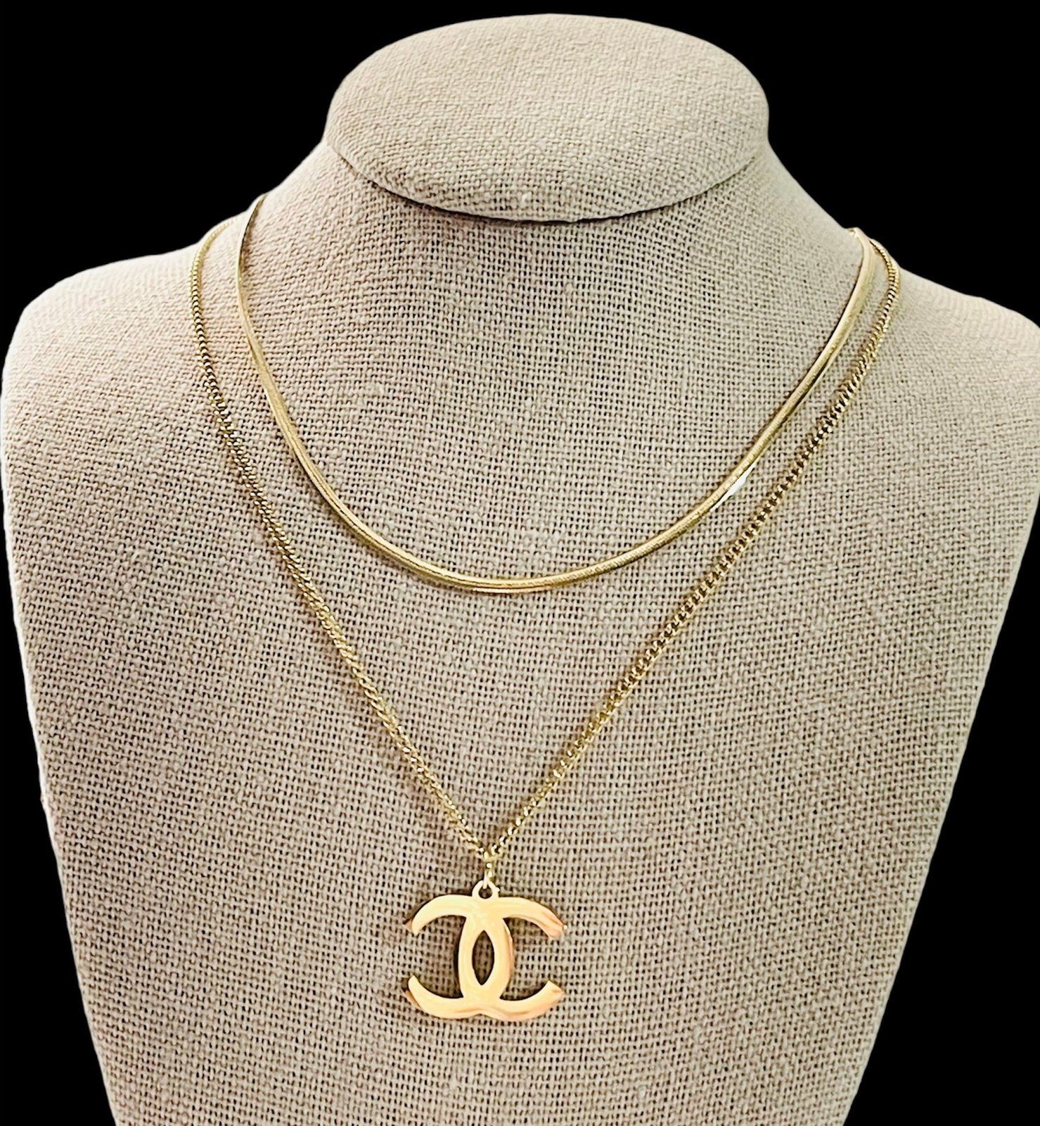 Chanel 2000s Gold CC Small Black Necklace · INTO