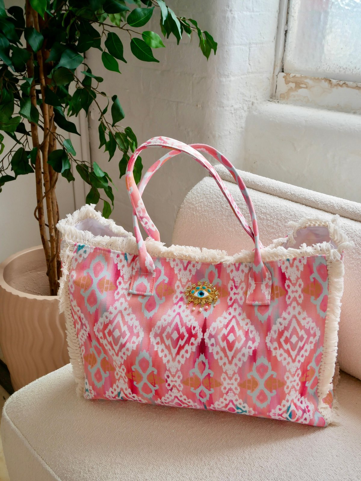 Pink beach tote online