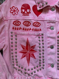 Image 5 of "Cotton Candied" - Pink Studded Printed Denim Jacket