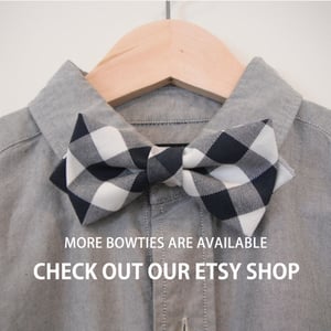 Image of Gingham Check Navy White Bow Tie for mens, wedding, & holiday