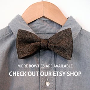 Image of Dark Brown Tweed Wool Self Bow Tie For Men & Wedding