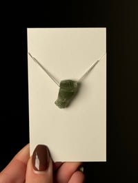 ROUGH MOLDAVITE NECKLACE WITH NATURAL HOLE .925 STERLING SILVER A