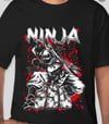 Black SSD 1980’s Ninja Tribute T-Shirt with White & Red Splatter 