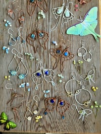 Image 7 of Large Spring Bouquet Earrings with Sapphire & Apatite