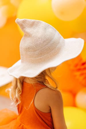 Image of Pink and Cream Floppy Witch Hat 