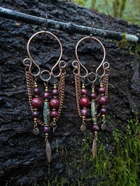 Image 1 of Aggie Maroon Jade Horseshoe triple drops