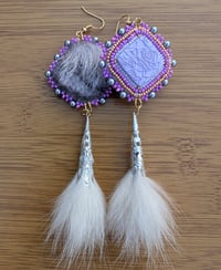 Rose earrings with sealskin and fur drops