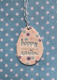 Image 11 of Pastel Polka Dot Happy Easter Egg Hanging Decoration