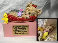 Image 2 of Custom Engraved Yorkie Urn Yorkshire Terrier In Bed Pet Portrait Handmade