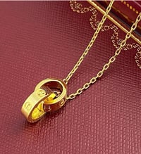 Image 3 of LOVE OVAL DOUBLE RING PENDANT NECKLACE