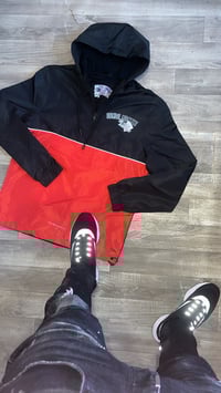 Image 2 of OG Money Runs The World 1/4 Zip Windbreaker- Red/black  