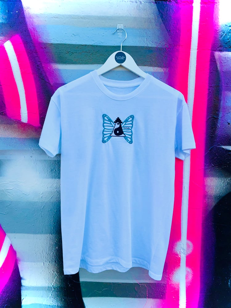 Image of Kids White/TealButterfly Tee