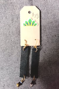 Image 1 of Black textured leather earrings