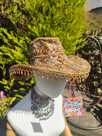 Image 4 of Dolly cowboy hat - recycled sari fabric Brown