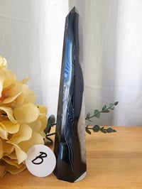 Image 12 of 7" Black Onyx Agate Tower Natural Healing Crystal 2 Styles