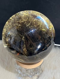 Image 8 of Golden Rutile In Smoky Quartz Sphere #1769