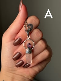 Image 1 of ROSE QUARTZ X AMETHYST NECKLACES .925 STERLING SILVER