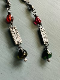 Image 15 of garnet and tourmaline courage charm earrings