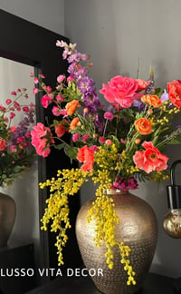 Image 1 of Nordic style - multicolour arrangement in gold vase 