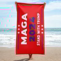 Image 1 of MAGA 2024 Stand With Trump - Beach Towel from PatriotsCo.com