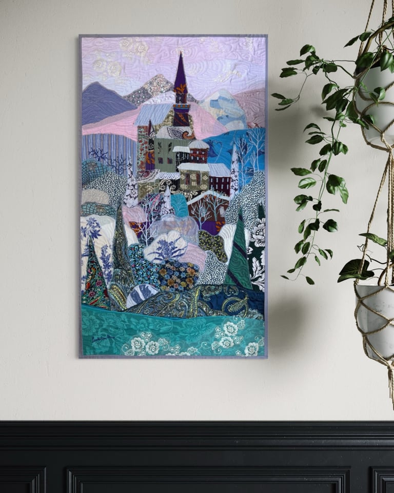 Elsa's Castle - art quilt painting, 77х45 cm Image 13