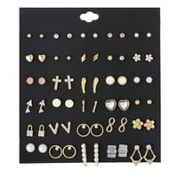 30 pairs of stud earrings with Gold cross