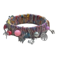 Image 2 of Wide Jeweled Bangle Multi/Purple
