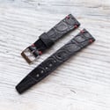 20mm Vintage Style Crocodile Strap - Black