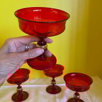 Image 1 of Antique Venetian Rubino (Ruby) Champagne Coupes--set
