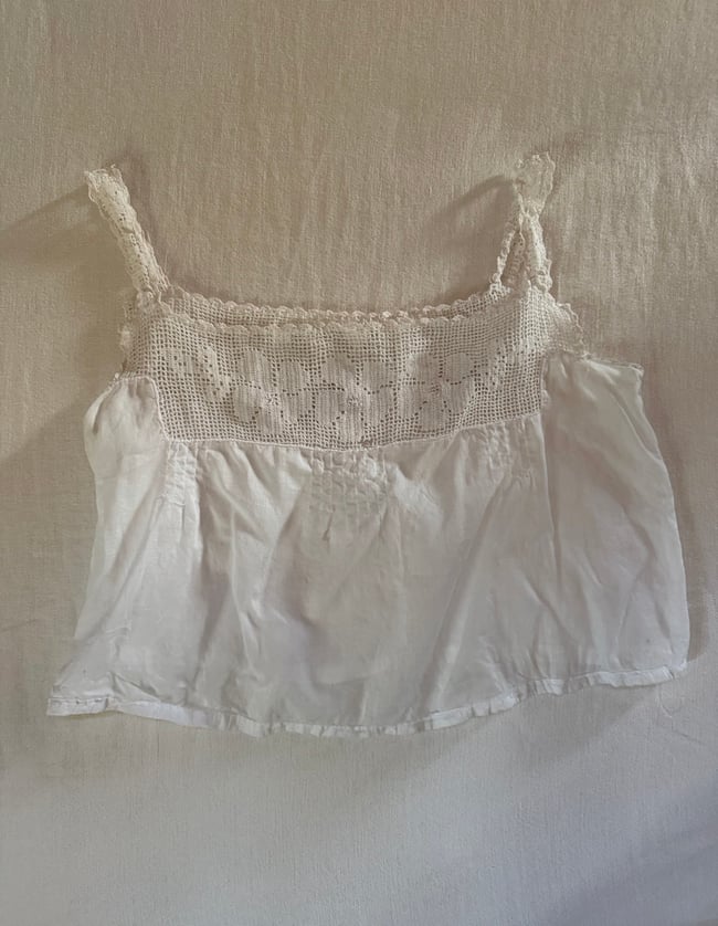 edwardian cotton and crochet floral camisole corset cover tank top