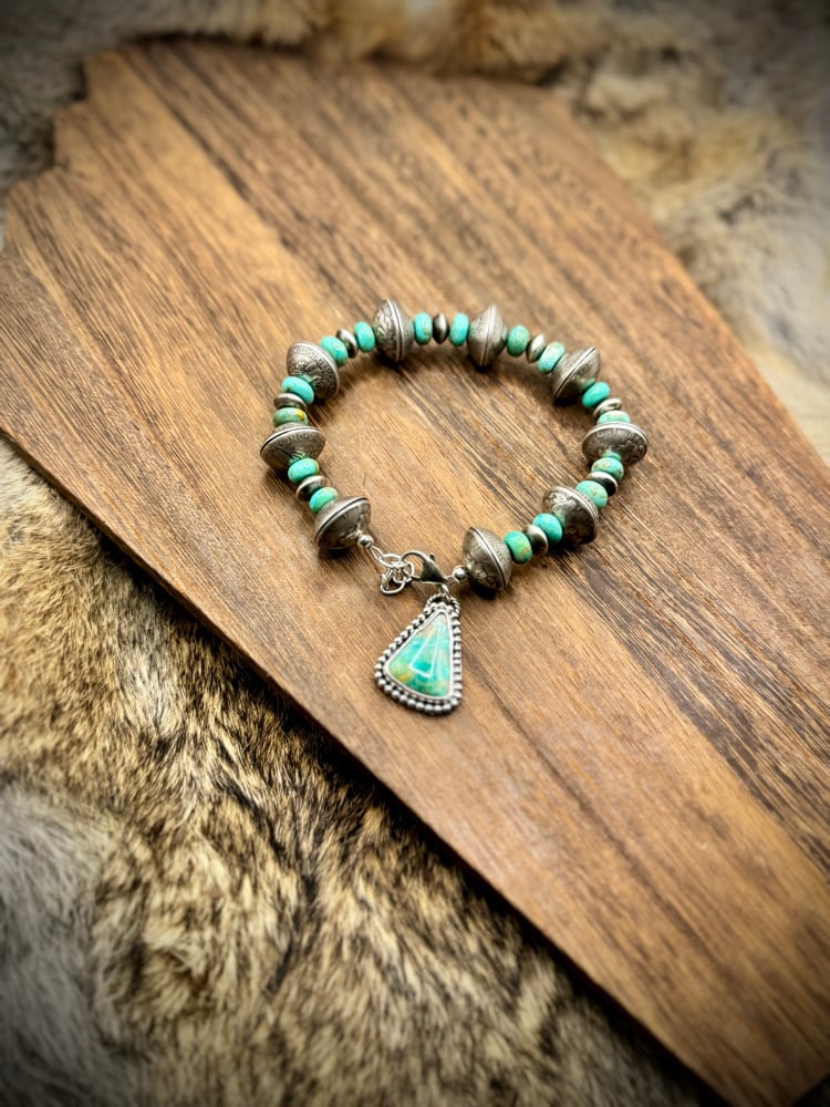 Image of Mercury Dime Bracelet with Kingman Charm - size 7-10”