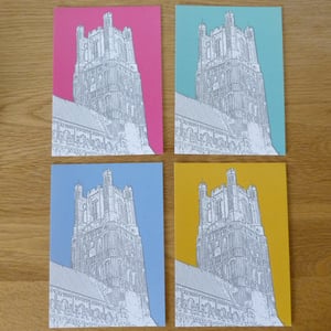 Image of Ely Cathedral Postcards Side View - 4 Colours