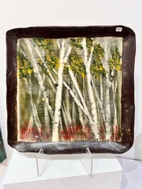 Image 1 of Birch Forest Painted Ceramic Platter- Deanna Hergt- Willmott