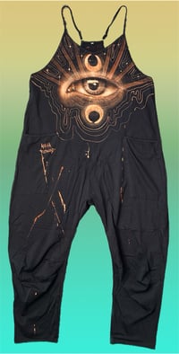 Image 1 of “HEAVEN SENT” CUSTOM BLEACH PAINTED OVERSIZED ROMPER MEDIUM