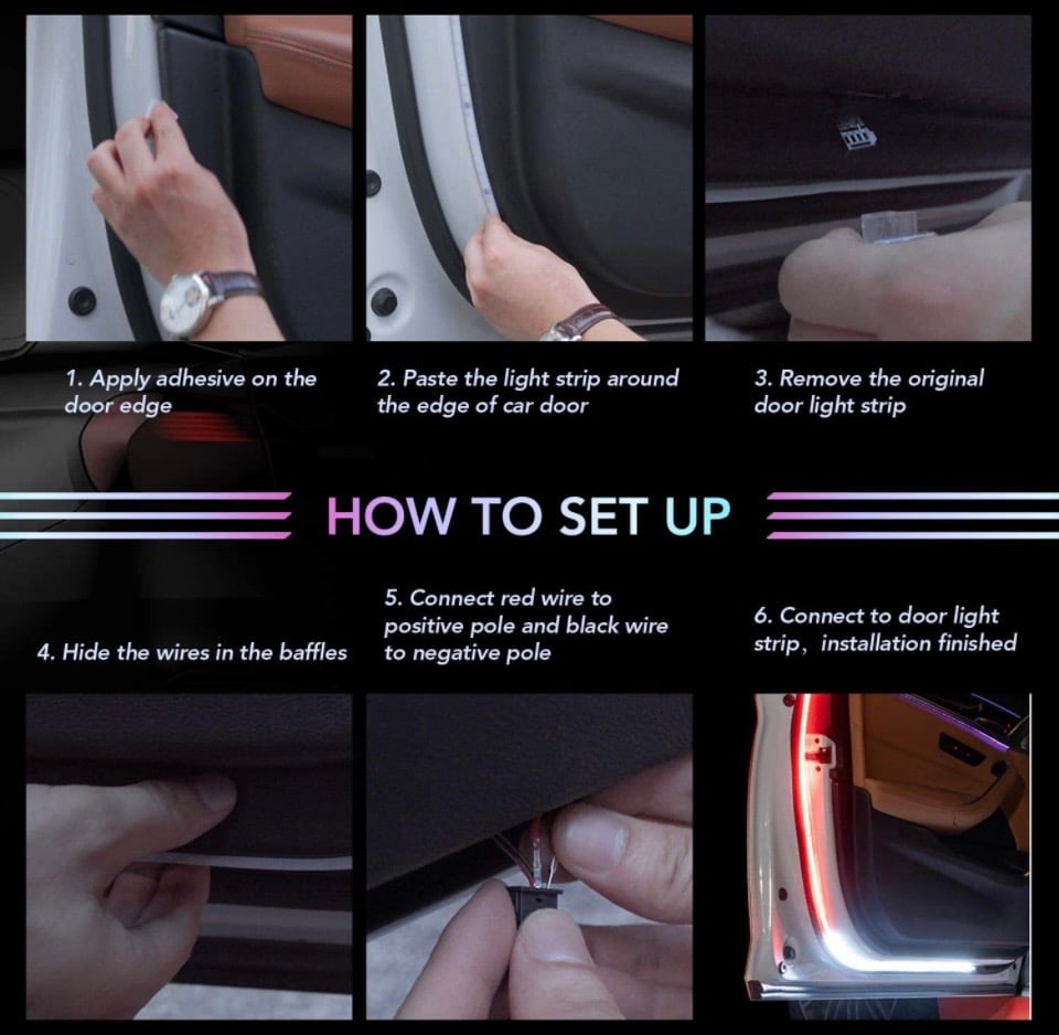 Car Door LED Warning Light (Red&White) Safety Light - Pair | MTA ...