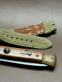Image 4 of Tapered Hand-rolled single piece watch strap - Sanded Military Green
