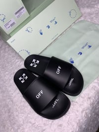 Black Off White Pool Slides