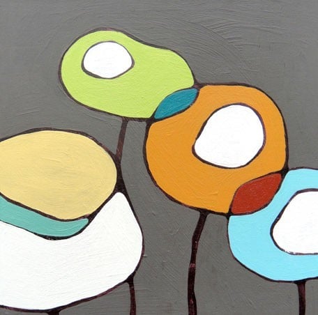 Image of Poppies on Grey - 24 x 24 Print on Canvas