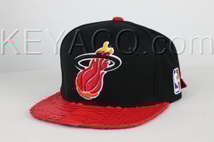 Image of Custom Miami Heat Strapback, Red Python Belly, Large Logo