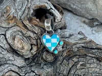 Image 3 of Aroura Opal Checkered Heart & Sleeping Beauty Heart Pendant