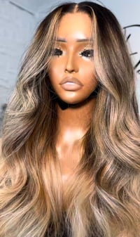 Image 1 of Honey blonde highlight frontal unit (BODY WAVE) 