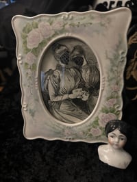 Image 1 of "Victorian faceless girls" 1800s Page With Preserved Web - A