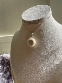Image 3 of Silver Flower Druzy Agate Slice Crystal Necklace 