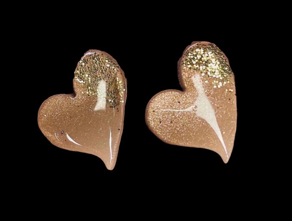 Image of Rose gold heart studs 