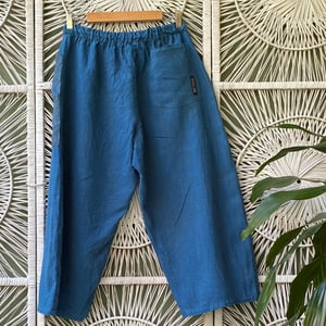 Image of Luna Pants - Linen - Ocean Blue - Patch Pockets