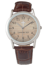 Mens watch ( Corinthians 16:13 ) Classic Brown Leather 