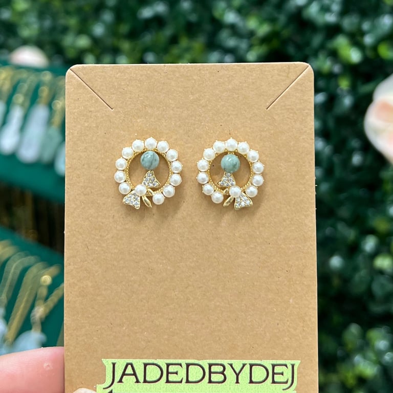 jaded pearly bow earrings