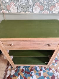 Image 5 of Buffet ancien revisité vert olive et fleurs anciennes 