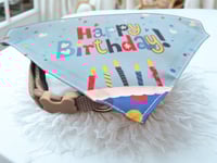 Image 1 of Blue birthday bandana with adjustable collar in 3 sizes